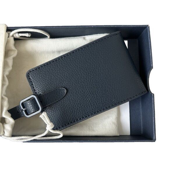 Away Luggage Tag In Navy Blue Leather Travel Name Tag Gift Brand New In Box - Picture 1 of 8